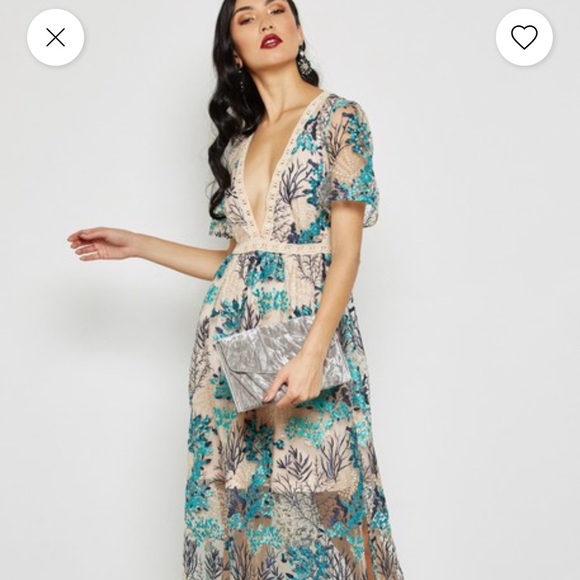 the clothing company Dresses & Skirts - The clothing company embroided teal maxi dress